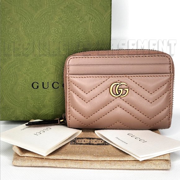 Gucci Handbags - GUCCI rose Matelasse Chevron leather GG MARMONT zip around ID window wallet NIB